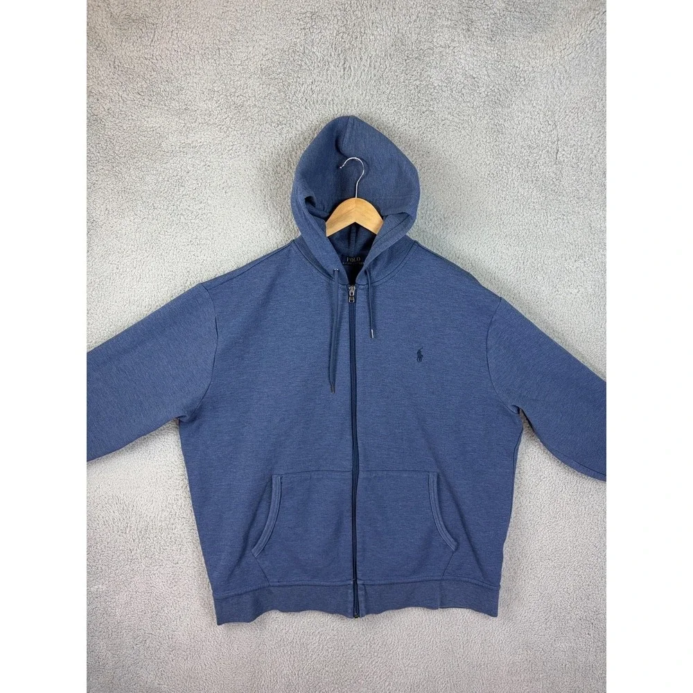 Polo Ralph Lauren Hoodie Men 2XB Blue Full Zip Fleece Sweatshirt Pony Jacket Men